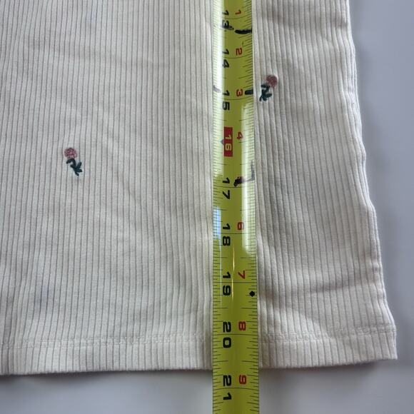 American Eagle Womens Ivory Pink Floral Embroidered Large Shirt Short Sleeve - Picture 12 of 12